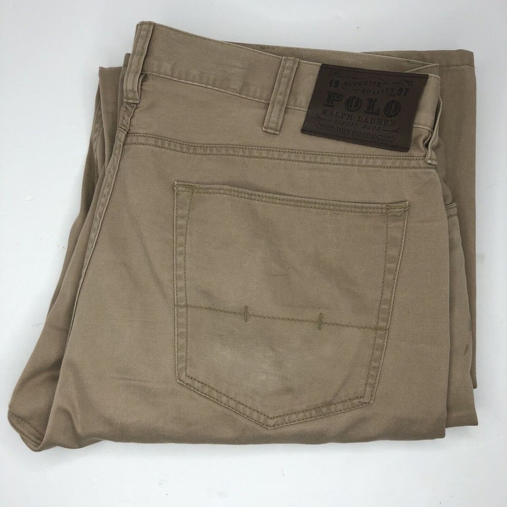 Polo Ralph Lauren Men's 36x32 Beige Straight Leg Chino Flat Front Pants